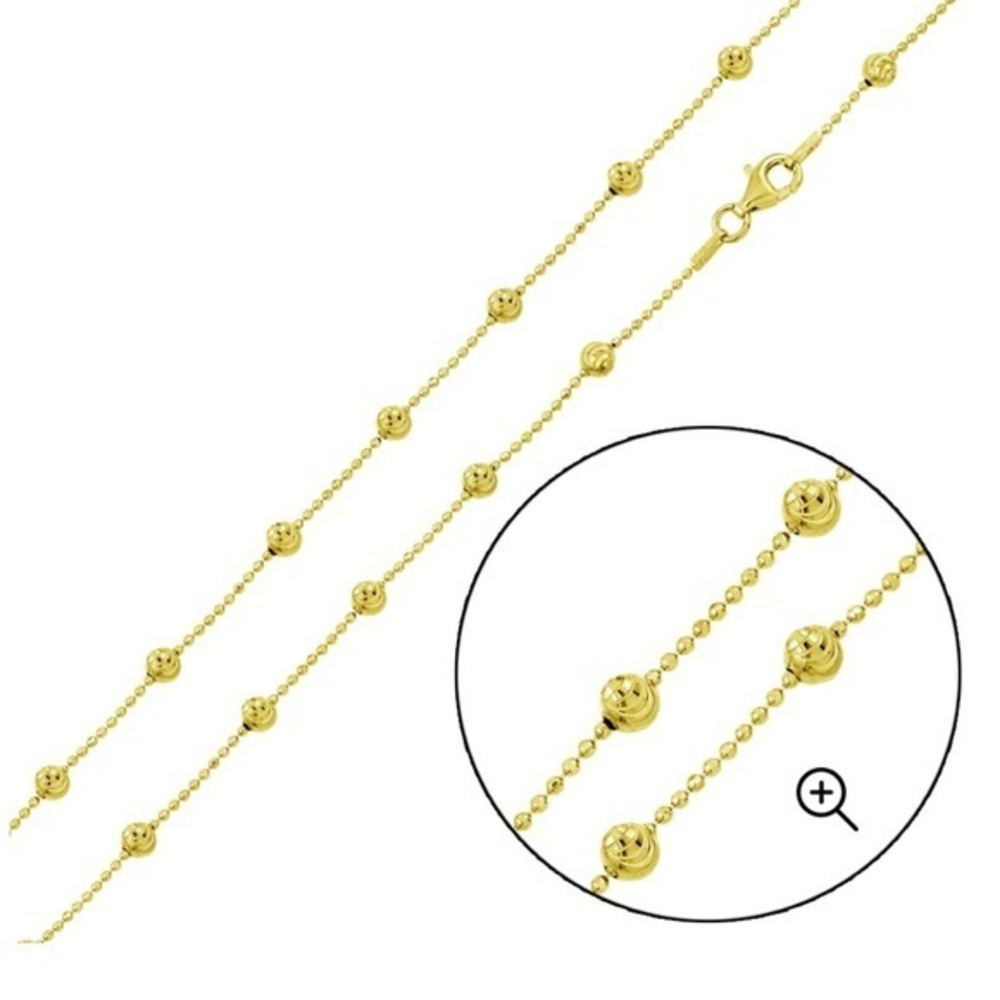 4mm Silver 925 Gold Plated Alternating Wave Design DC Bead Chain 16" 20"